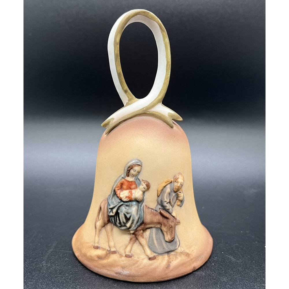 Vintage Roman RR Bisque Porcelain "Flight Into Egypt" Bell‎ Made in Mexico 1978